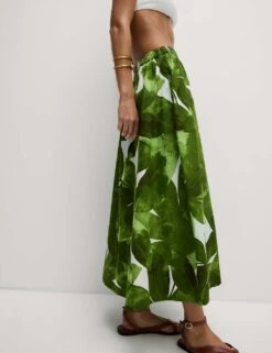 Pure Cotton Printed Midaxi Beach Skirt -M&S pure cotton printed midaxi beach skirt 7