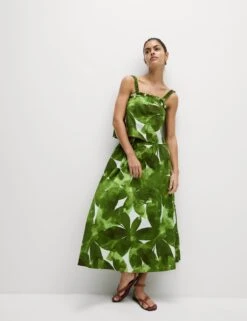 Pure Cotton Printed Midaxi Beach Skirt -M&S pure cotton printed midaxi beach skirt 8