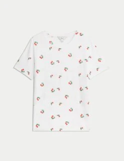 Pure Cotton Printed T-Shirt -M&S pure cotton printed t shirt 10