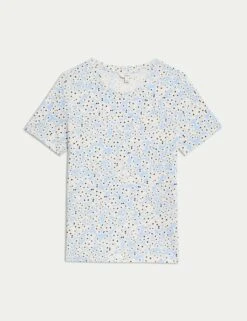 Pure Cotton Printed T-Shirt -M&S pure cotton printed t shirt 14