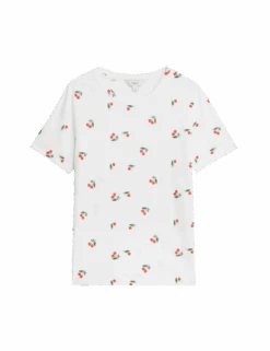 Pure Cotton Printed T-Shirt -M&S pure cotton printed t shirt