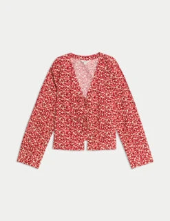 Pure Cotton Printed Tie Front Top -M&S pure cotton printed tie front top 10