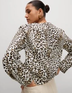 Pure Cotton Printed Tie Front Top -M&S pure cotton printed tie front top 14