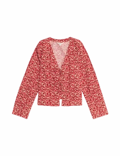 Pure Cotton Printed Tie Front Top -M&S pure cotton printed tie front top