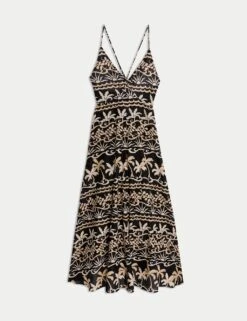 Pure Cotton Printed V-Neck Beach Dress -M&S pure cotton printed v neck beach dress 11
