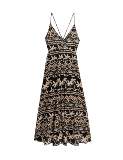 Pure Cotton Printed V-Neck Beach Dress -M&S pure cotton printed v neck beach dress