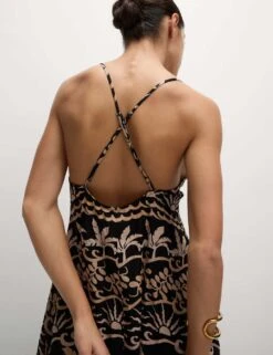 Pure Cotton Printed V-Neck Beach Dress -M&S pure cotton printed v neck beach dress 8