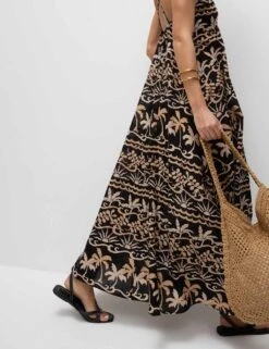 Pure Cotton Printed V-Neck Beach Dress -M&S pure cotton printed v neck beach dress 9