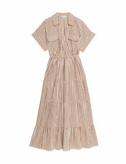 Pure Cotton Printed V-Neck Midaxi Shirt Dress 21 Pure Cotton Printed V-Neck Midaxi Shirt Dress -M&S pure cotton printed v neck midaxi shirt dress