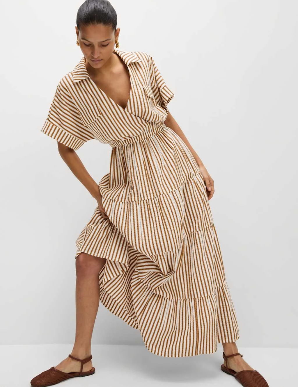 Pure Cotton Printed V-Neck Midaxi Shirt Dress 13 Pure Cotton Printed V-Neck Midaxi Shirt Dress - Image 11