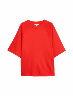 Pure Cotton Relaxed Boxy T-Shirt -M&S pure cotton relaxed boxy t shirt 1
