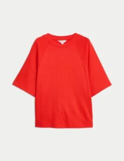 Pure Cotton Relaxed Boxy T-Shirt -M&S pure cotton relaxed boxy t shirt 12
