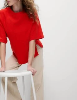 Pure Cotton Relaxed Boxy T-Shirt -M&S pure cotton relaxed boxy t shirt 17