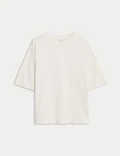 Pure Cotton Relaxed Boxy T-Shirt -M&S pure cotton relaxed boxy t shirt 6
