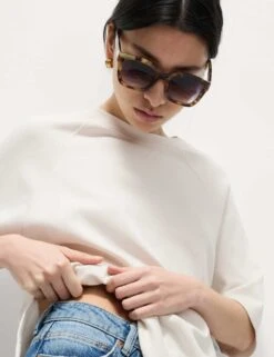 Pure Cotton Relaxed Boxy T-Shirt -M&S pure cotton relaxed boxy t shirt 7