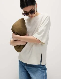 Pure Cotton Relaxed Boxy T-Shirt -M&S pure cotton relaxed boxy t shirt 9