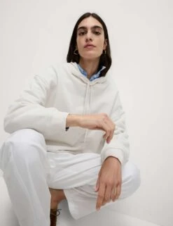 Pure Cotton Ribbed Cropped Hoodie -M&S pure cotton ribbed cropped hoodie 9