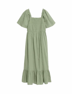 Pure Cotton Shirred Midaxi Waisted Dress 21 Pure Cotton Shirred Midaxi Waisted Dress -M&S pure cotton shirred midaxi waisted dress