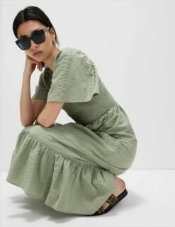 Pure Cotton Shirred Midaxi Waisted Dress 23 Pure Cotton Shirred Midaxi Waisted Dress -M&S pure cotton shirred midaxi waisted dress 7