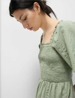 Pure Cotton Shirred Midaxi Waisted Dress 24 Pure Cotton Shirred Midaxi Waisted Dress -M&S pure cotton shirred midaxi waisted dress 8