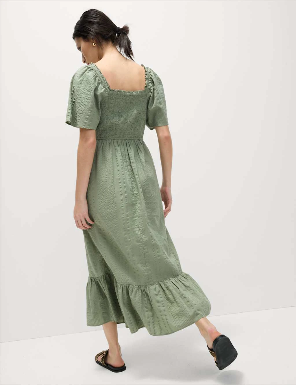 Pure Cotton Shirred Midaxi Waisted Dress 13 Pure Cotton Shirred Midaxi Waisted Dress - Image 11