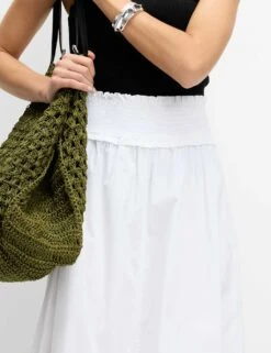 Pure Cotton Shirred Midi A-Line Skirt -M&S pure cotton shirred midi a line skirt 9