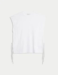 Pure Cotton Side Tie Jersey T-Shirt -M&S pure cotton side tie jersey t shirt 12