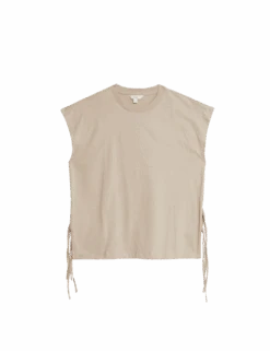 Pure Cotton Side Tie Jersey T-Shirt -M&S pure cotton side tie jersey t shirt