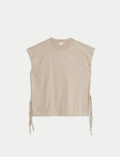 Pure Cotton Side Tie Jersey T-Shirt -M&S pure cotton side tie jersey t shirt 6