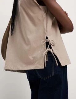 Pure Cotton Side Tie Jersey T-Shirt -M&S pure cotton side tie jersey t shirt 9