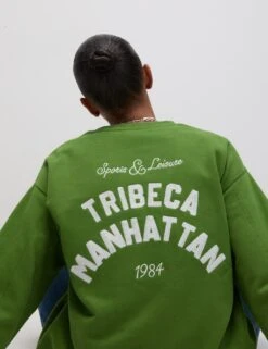 Pure Cotton Slogan Relaxed Sweatshirt -M&S pure cotton slogan relaxed sweatshirt 15