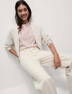 Pure Cotton Relaxed Striped Boxy T-Shirt -M&S pure cotton striped boxy t shirt 3