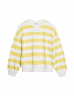 Pure Cotton Striped Crew Neck Sweatshirt 33 Pure Cotton Striped Crew Neck Sweatshirt -M&S pure cotton striped crew neck sweatshirt 1