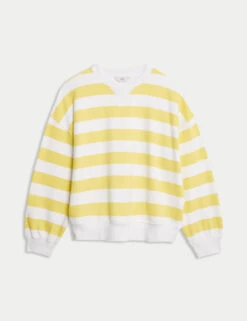 Pure Cotton Striped Crew Neck Sweatshirt 37 Pure Cotton Striped Crew Neck Sweatshirt -M&S pure cotton striped crew neck sweatshirt 13