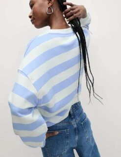 Pure Cotton Striped Crew Neck Sweatshirt 41 Pure Cotton Striped Crew Neck Sweatshirt -M&S pure cotton striped crew neck sweatshirt 16