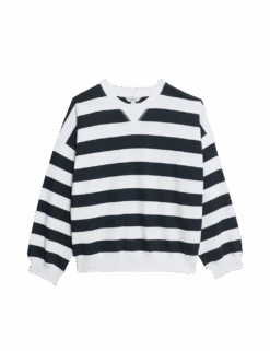 Pure Cotton Striped Crew Neck Sweatshirt 27 Pure Cotton Striped Crew Neck Sweatshirt -M&S pure cotton striped crew neck sweatshirt