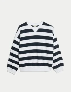 Pure Cotton Striped Crew Neck Sweatshirt 31 Pure Cotton Striped Crew Neck Sweatshirt -M&S pure cotton striped crew neck sweatshirt 8