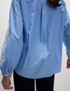 Pure Cotton Striped Lace Detail Shirt -M&S pure cotton striped lace detail shirt 7