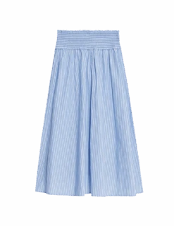 Pure Cotton Striped Midi A-Line Skirt 19 Pure Cotton Striped Midi A-Line Skirt -M&S pure cotton striped midi a line skirt