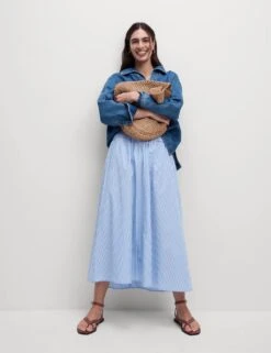 Pure Cotton Striped Midi A-Line Skirt 18 Pure Cotton Striped Midi A-Line Skirt -M&S pure cotton striped midi a line skirt 5