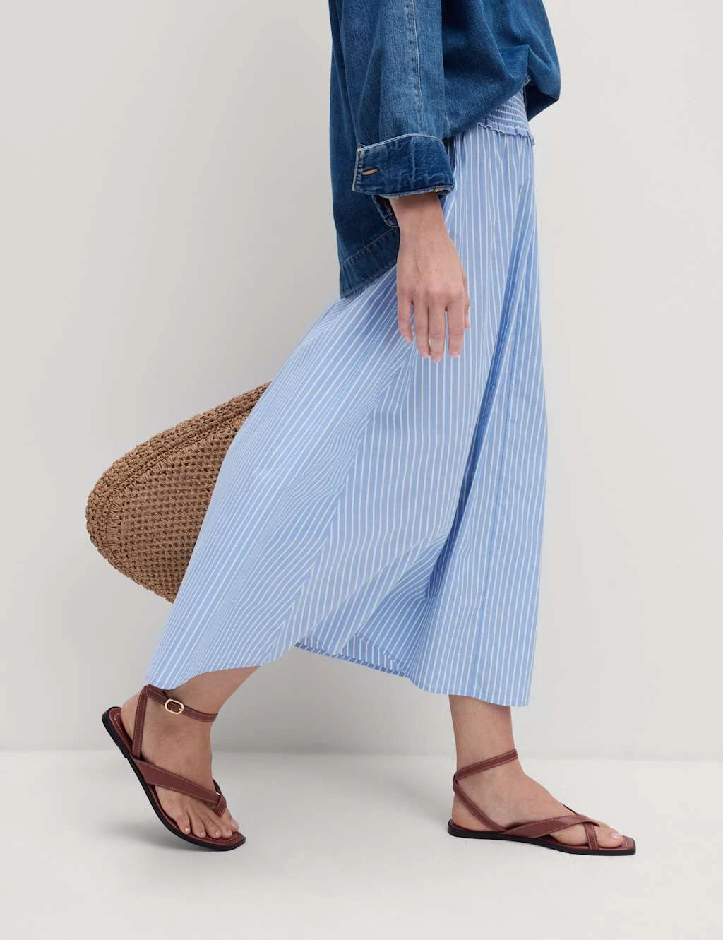 Pure Cotton Striped Midi A-Line Skirt 12 Pure Cotton Striped Midi A-Line Skirt - Image 10