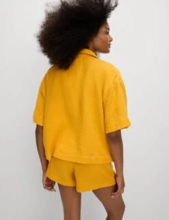 Pure Cotton Textured Collared Beach Shirt -M&S pure cotton textured collared beach shirt 13