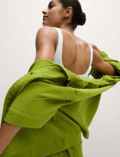 Pure Cotton Textured Collared Beach Shirt -M&S pure cotton textured collared beach shirt 6