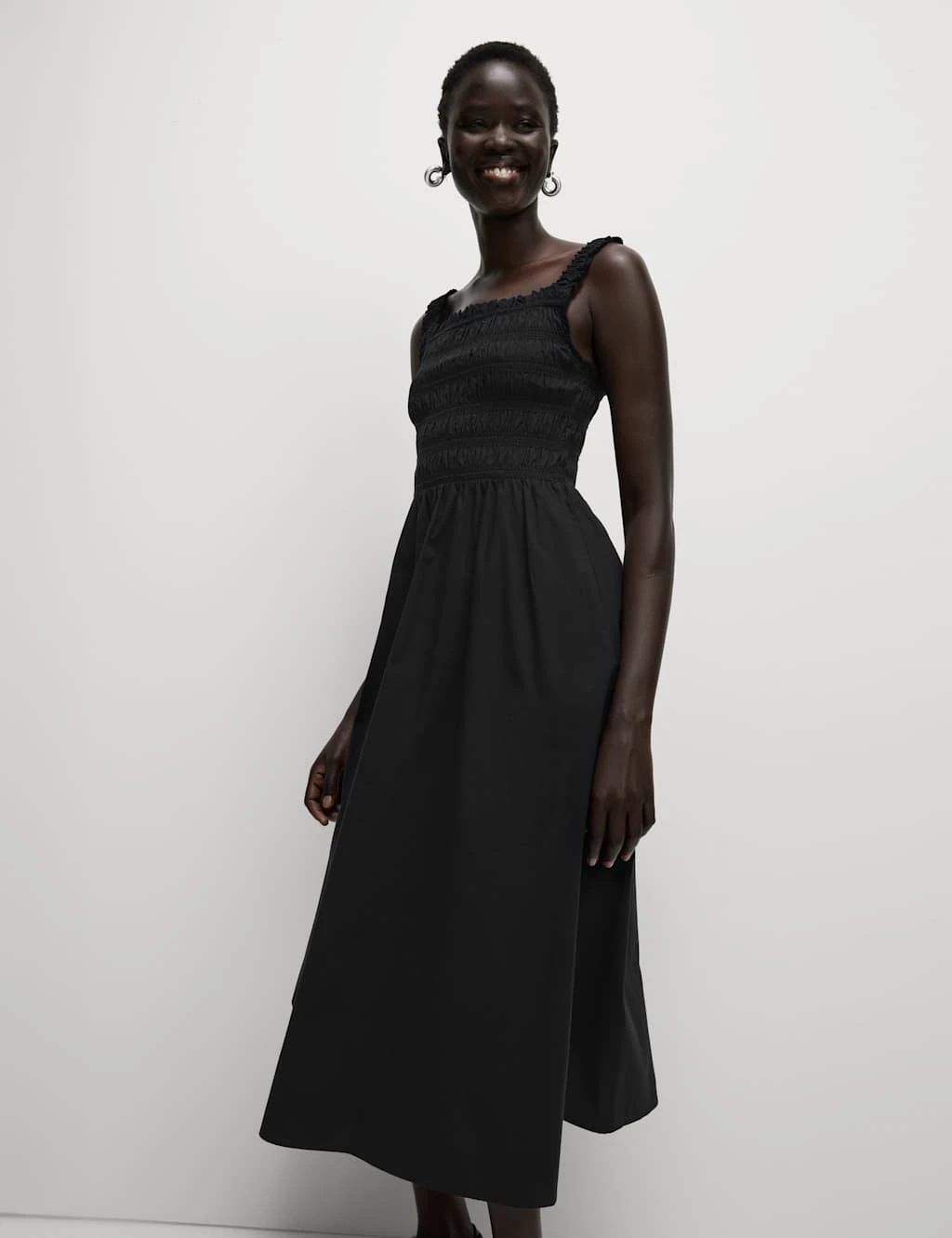 Pure Cotton Textured Midi Waisted Dress 15 Pure Cotton Textured Midi Waisted Dress - Image 13