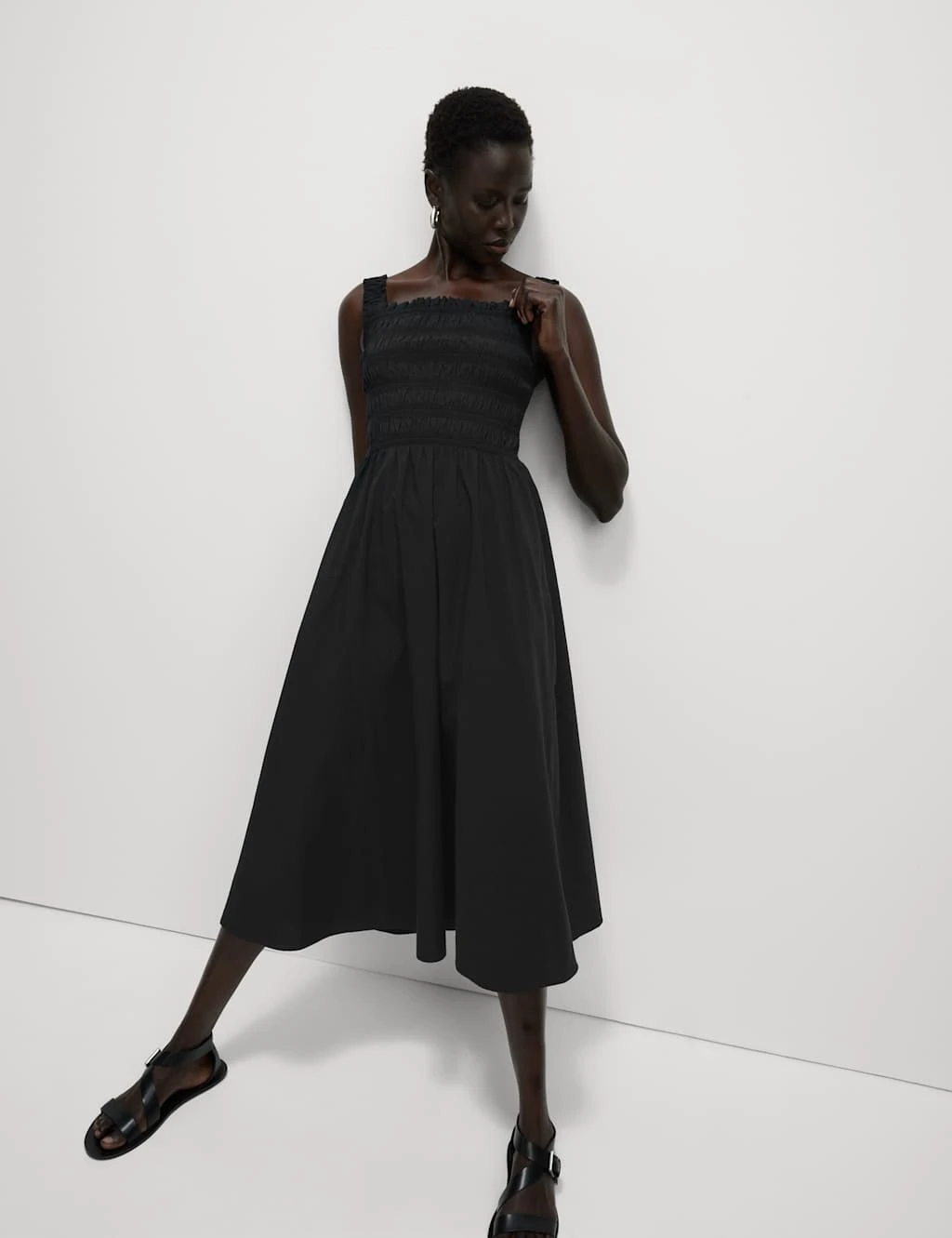 Pure Cotton Textured Midi Waisted Dress 17 Pure Cotton Textured Midi Waisted Dress - Image 15