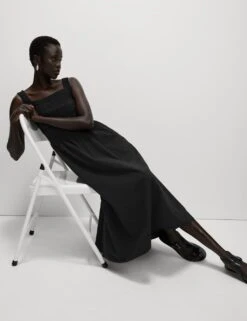 Pure Cotton Textured Midi Waisted Dress 36 Pure Cotton Textured Midi Waisted Dress -M&S pure cotton textured midi waisted dress 14