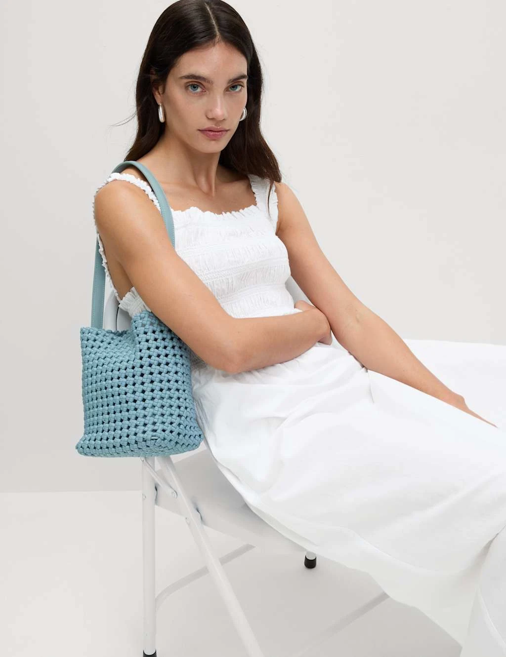 Pure Cotton Textured Midi Waisted Dress 11 Pure Cotton Textured Midi Waisted Dress - Image 9