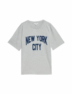 Pure Cotton Textured Regular Fit T-Shirt -M&S pure cotton textured regular fit t shirt 1