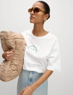 Pure Cotton Textured Regular Fit T-Shirt -M&S pure cotton textured regular fit t shirt 16