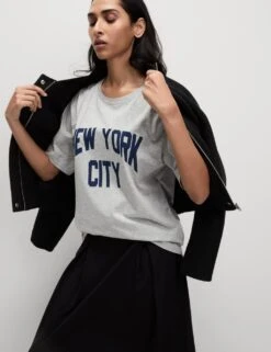 Pure Cotton Textured Regular Fit T-Shirt -M&S pure cotton textured regular fit t shirt 9